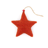 Star-shaped beaded ornament on a white background