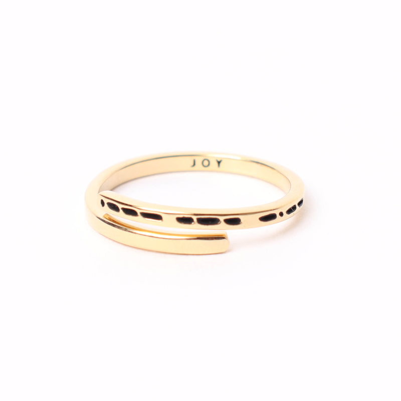 Joy Morse Code Stamped Ring