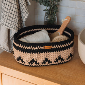 Crochet Oval Wood Bottom Basket