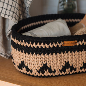 Crochet Oval Wood Bottom Basket