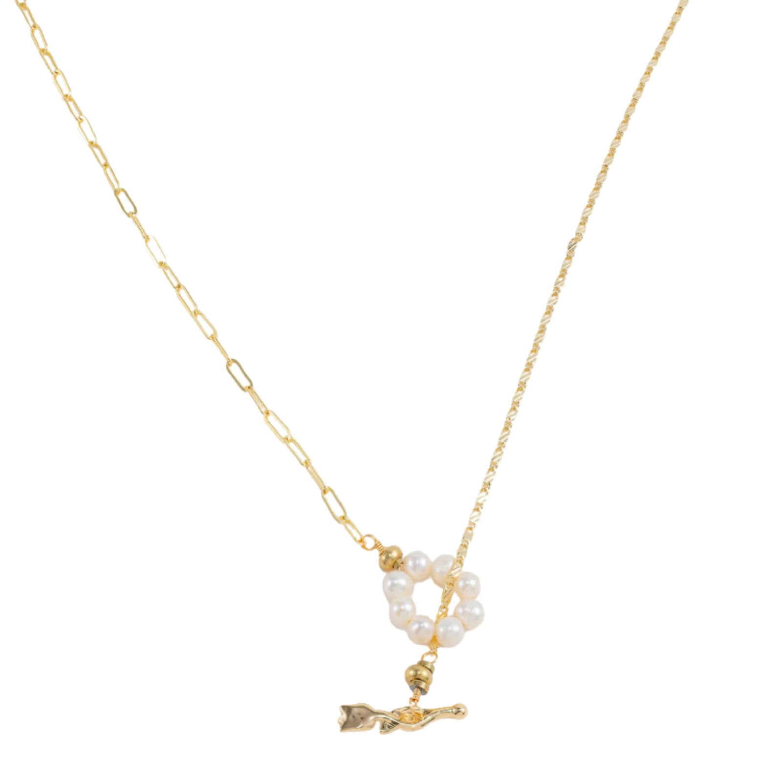 T-Bar Pearl Pendant Necklace