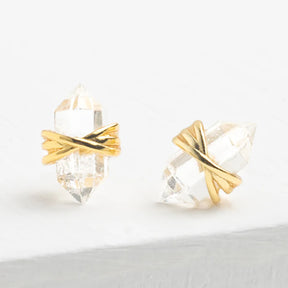Gold Wrapped Crystal Studs