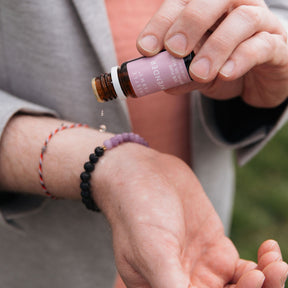 Lava Bead and Gemstone Essential Oil Bracelet, Lavender