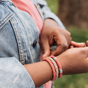 Coral Combo Beaded Stackable Bracelet Set of 3