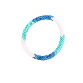 Blue Chevron Pattern Beaded Bracelet