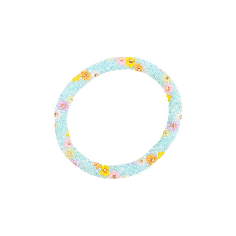Pastel Blue Floral Beaded Bracelet