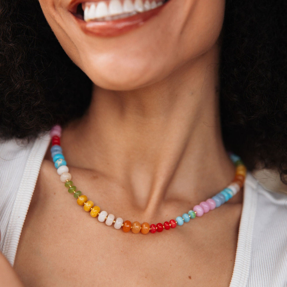 Confetti Gemstone Beaded Necklace Multicolor