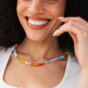 Confetti Gemstone Beaded Necklace Multicolor
