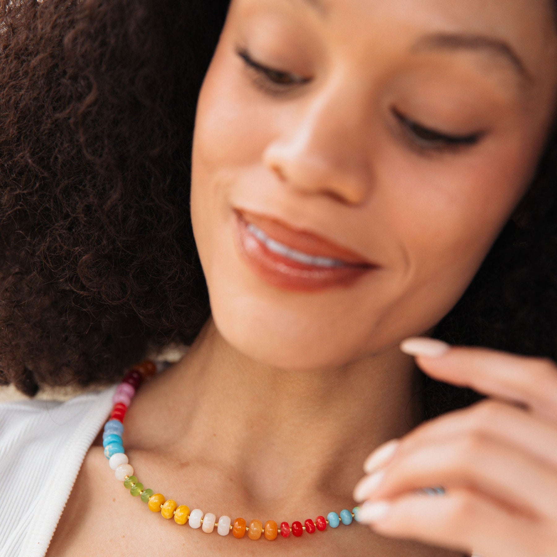 Confetti Gemstone Beaded Necklace Multicolor