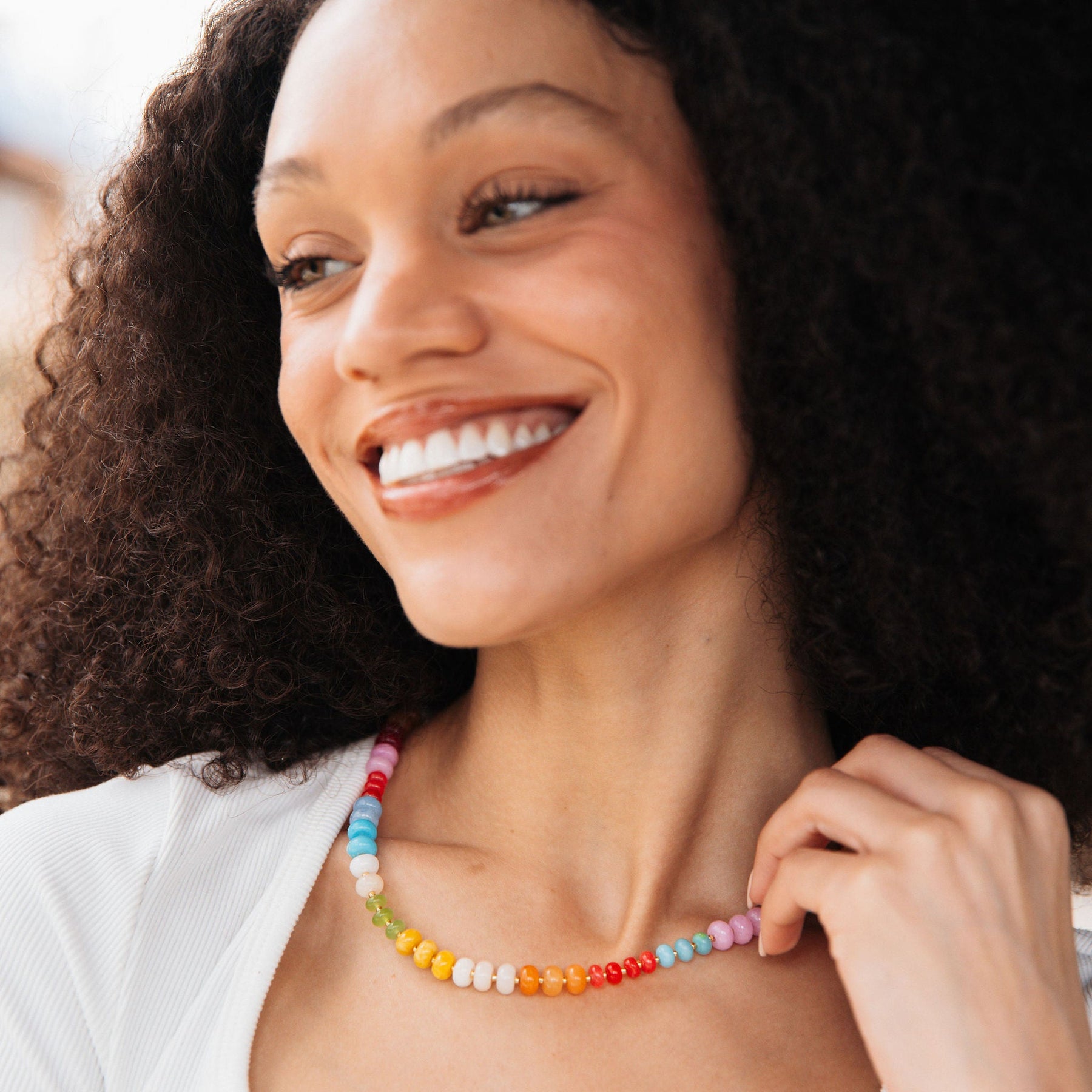 Confetti Gemstone Beaded Necklace Multicolor