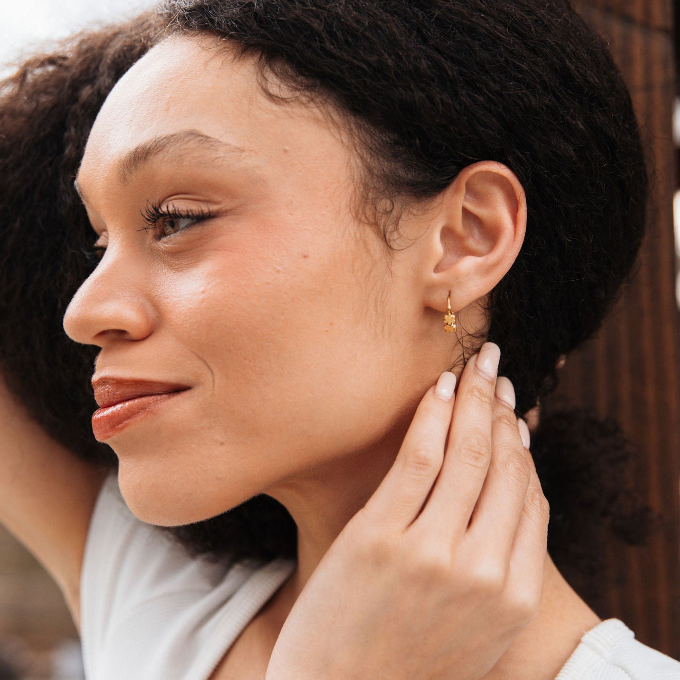 Gold Daisy Mini Flower Hoop Earrings