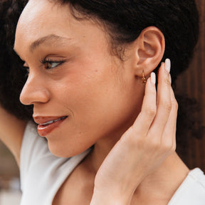 Gold Daisy Mini Flower Hoop Earrings