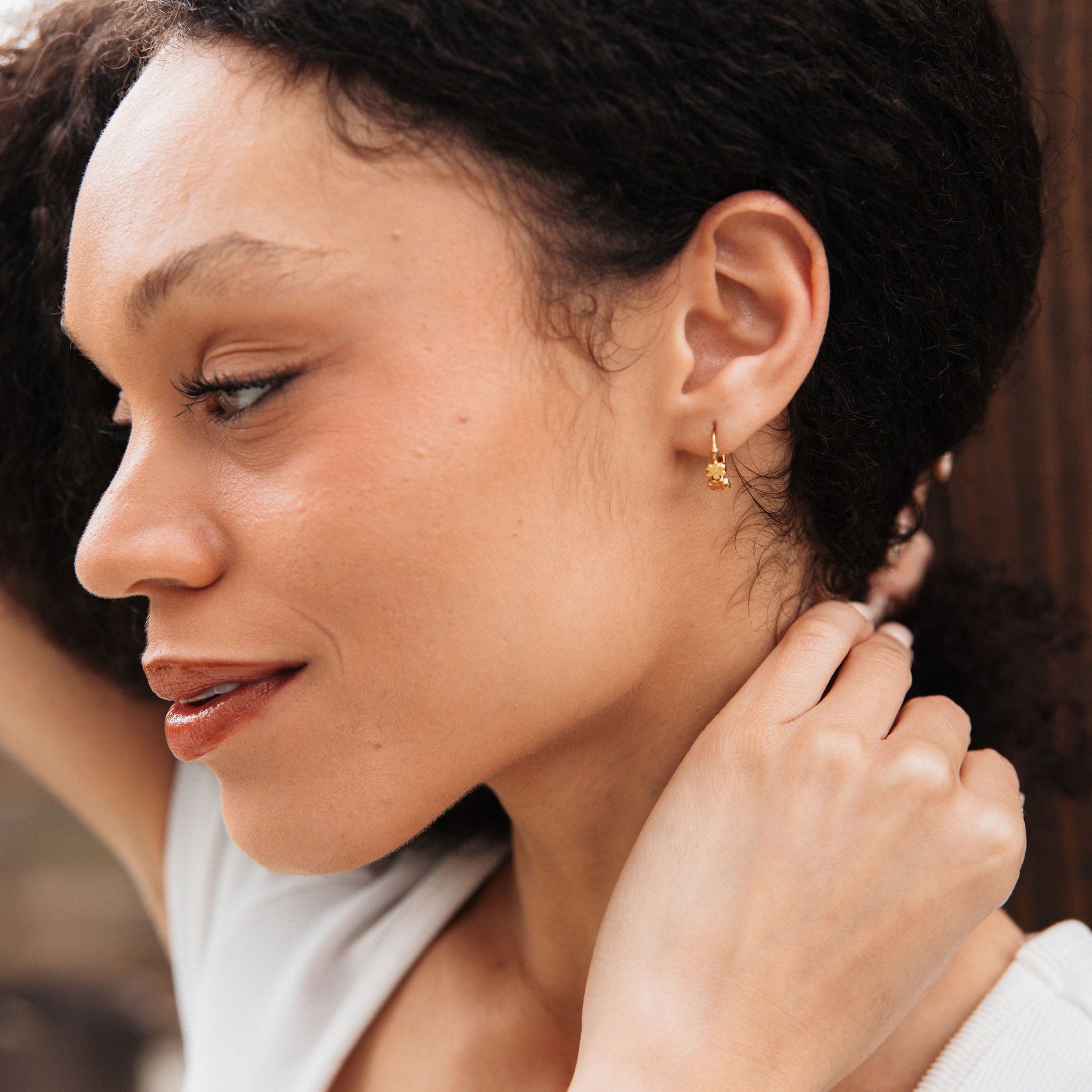 Gold Daisy Mini Flower Hoop Earrings