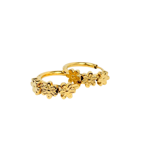 Gold Daisy Mini Flower Hoop Earrings