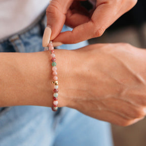Gratitude Morse Code Quartz + Jasper Bracelet