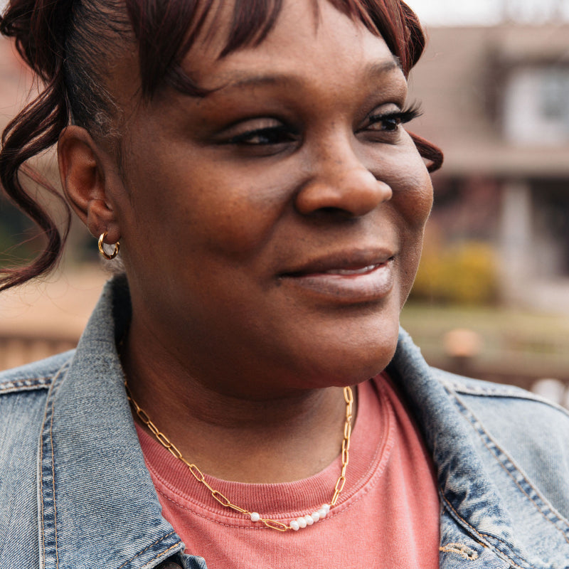 Mother Morse Code Chain + Pearl Necklace