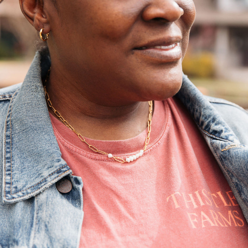 Mother Morse Code Chain + Pearl Necklace