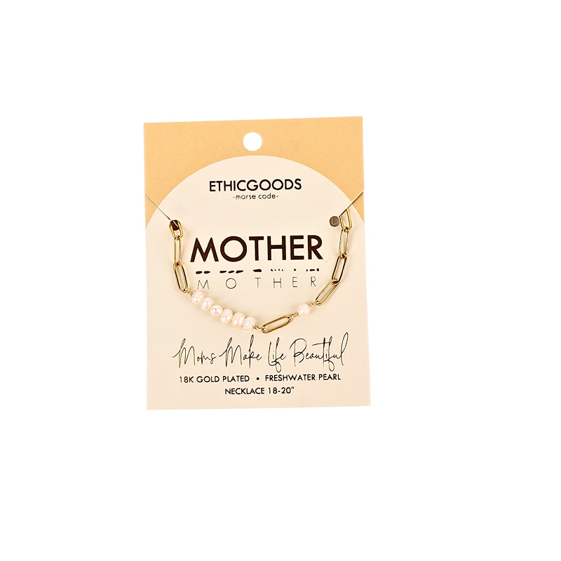 Mother Morse Code Chain + Pearl Necklace