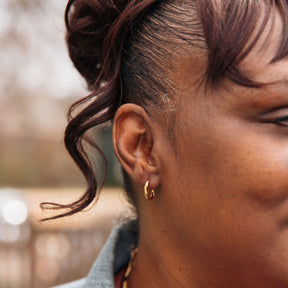 Textured Gold Twist Hoop Earrings