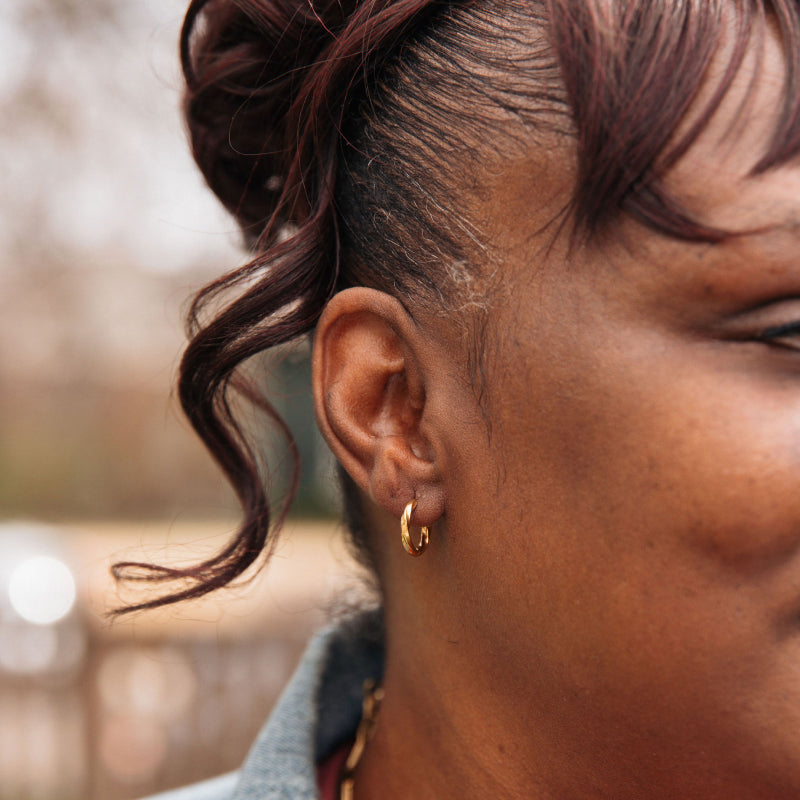Textured Gold Twist Hoop Earrings