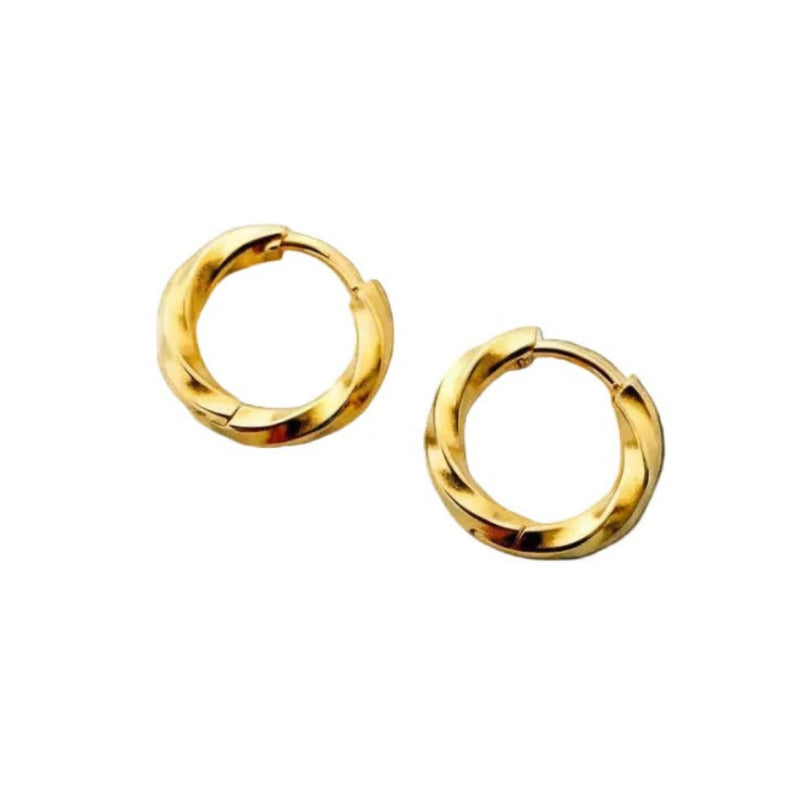 Textured Gold Twist Hoop Earrings