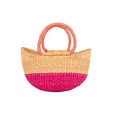 Electric Fuchsia Woven Raffia Handbag