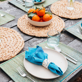 Raffia Napkin Ring Set of 4 Blue White