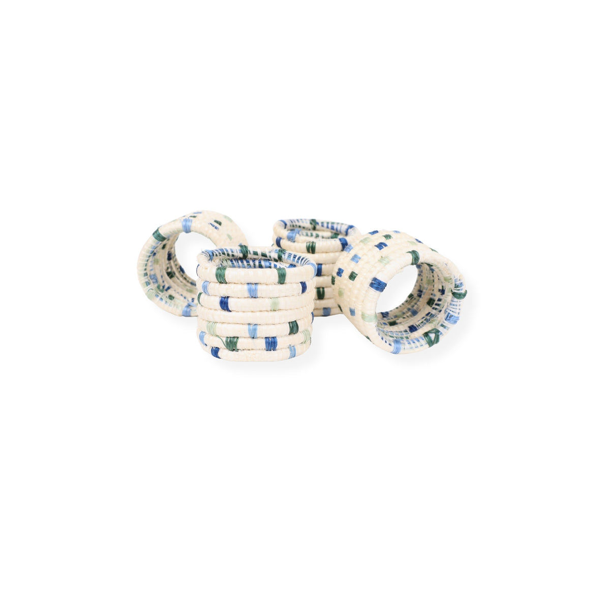 Raffia Napkin Ring Set of 4 Blue White