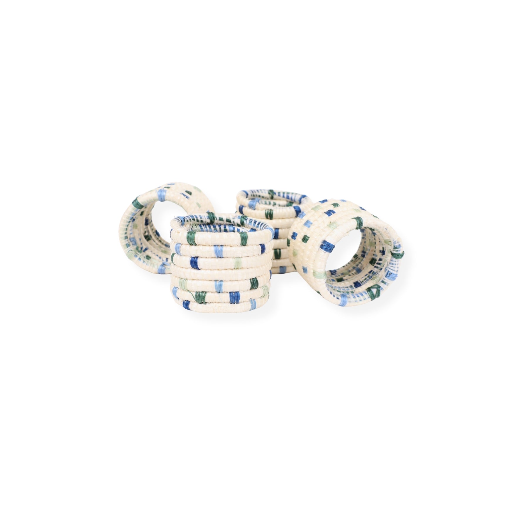 Raffia Napkin Ring Set of 4 Blue White