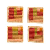 Geometric Bloom Woven Raffia Coasters - Set of 4