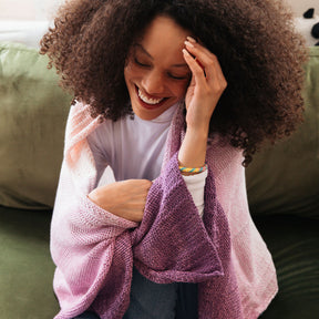 Lavender Ombre Hand Knit Cotton Throw Blanket