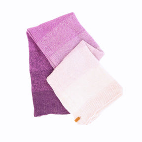 Lavender Ombre Hand Knit Cotton Throw Blanket