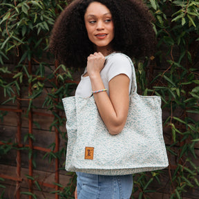 Upcycled Large Blue Market Tote Bag