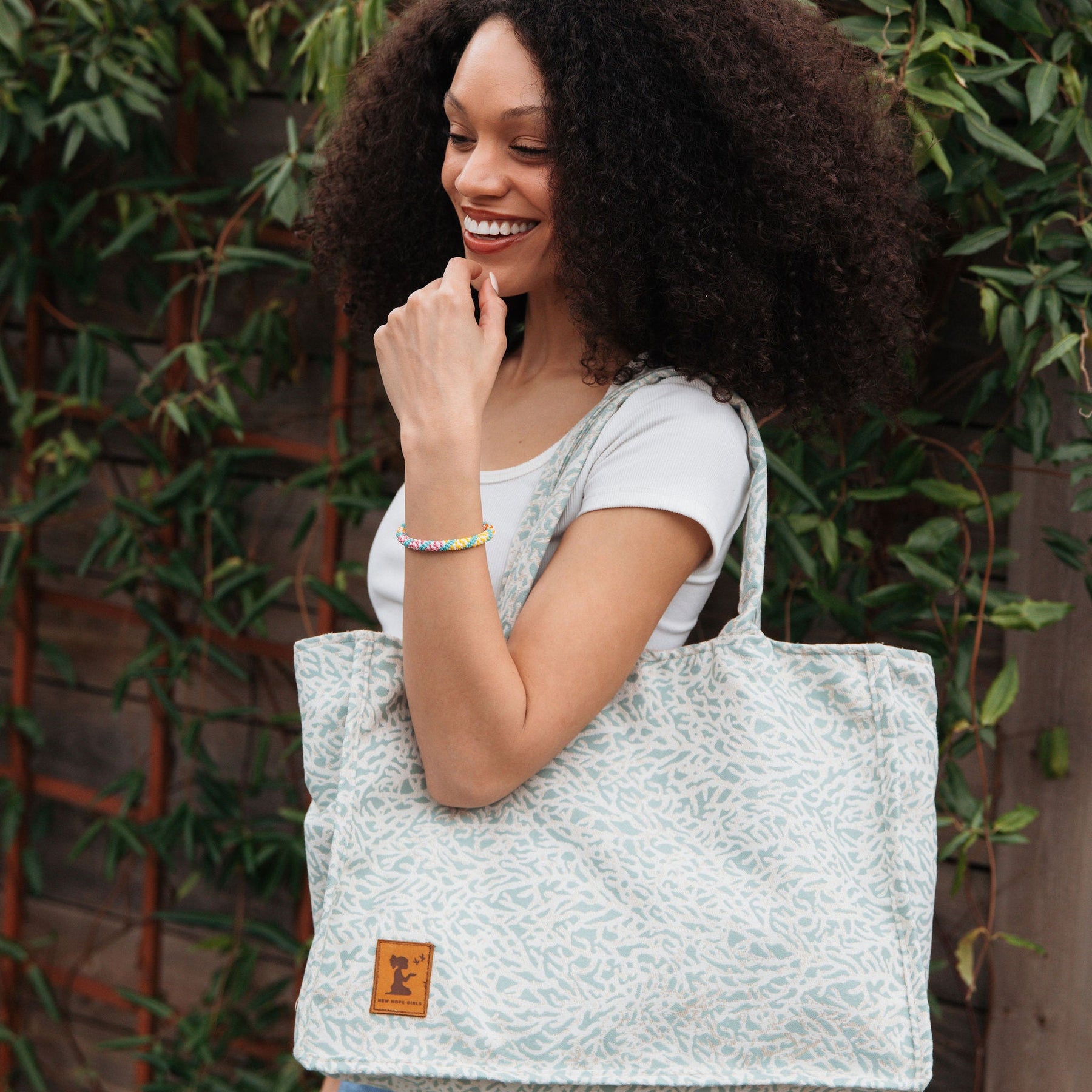Upcycled Large Blue Market Tote Bag