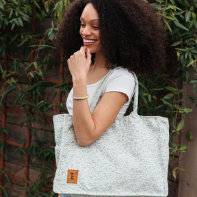 Upcycled Large Blue Market Tote Bag
