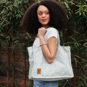 Upcycled Large Blue Market Tote Bag
