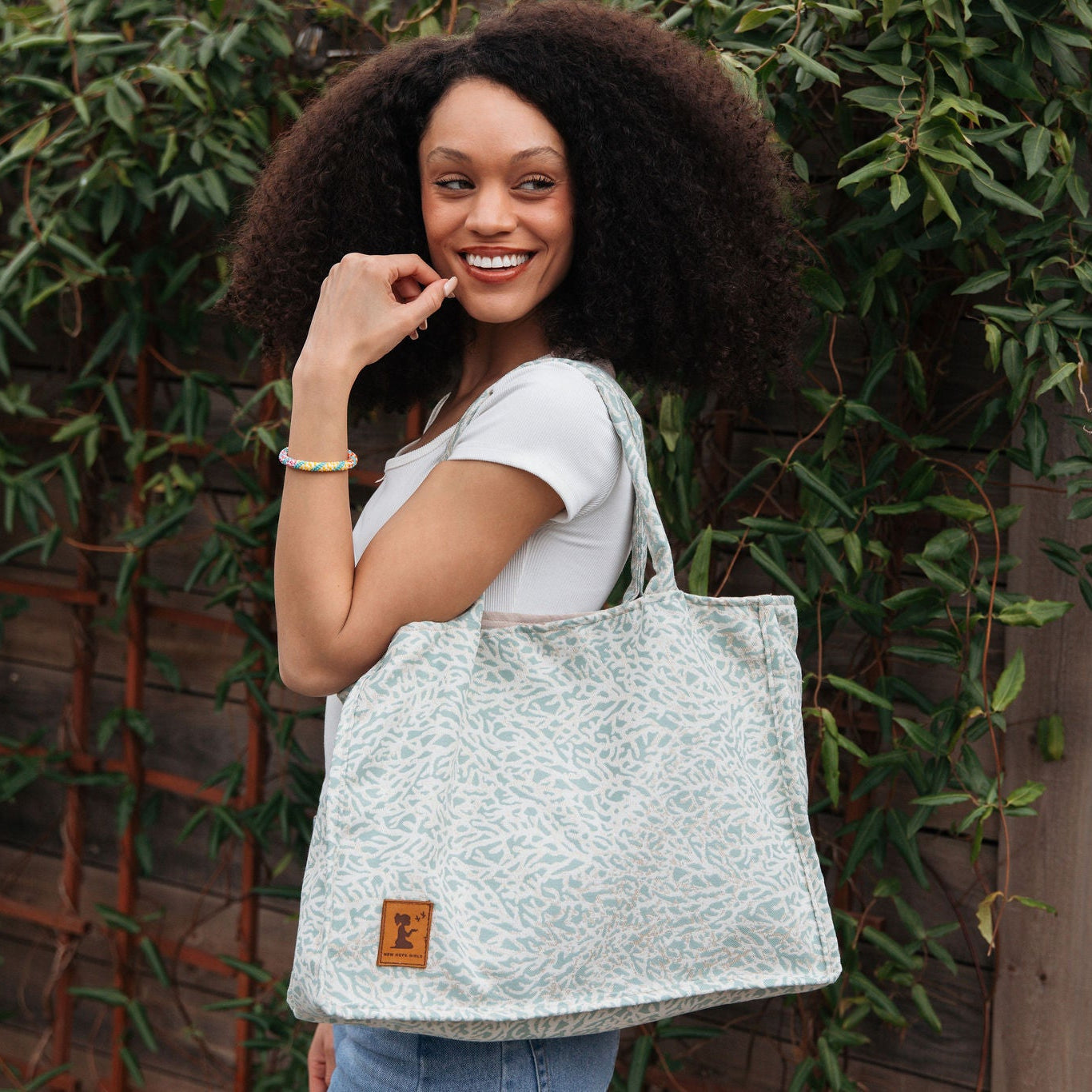 Upcycled Large Blue Market Tote Bag