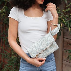 Upcycled Blue Coral Wristlet Clutch Bag