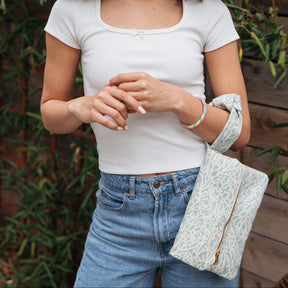 Upcycled Blue Coral Wristlet Clutch Bag
