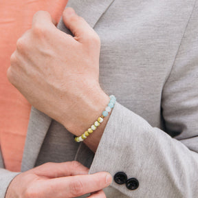 Lava Bead and Gemstone Essential Oil Bracelet, Green Aqua
