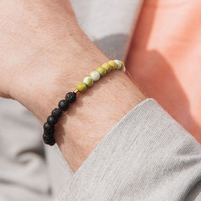 Lava Bead and Gemstone Essential Oil Bracelet, Green Aqua