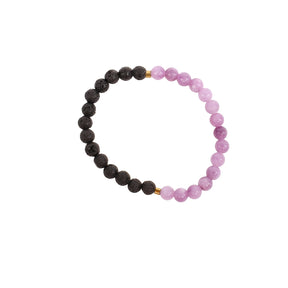 Lava Bead and Gemstone Essential Oil Bracelet, Lavender
