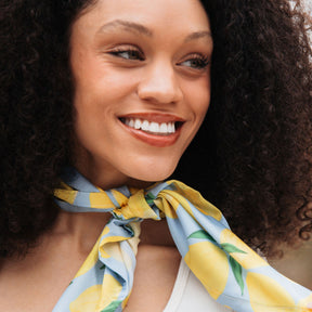 Upcycled Satin Lemon Print Scarf