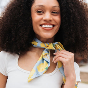 Upcycled Satin Lemon Print Scarf