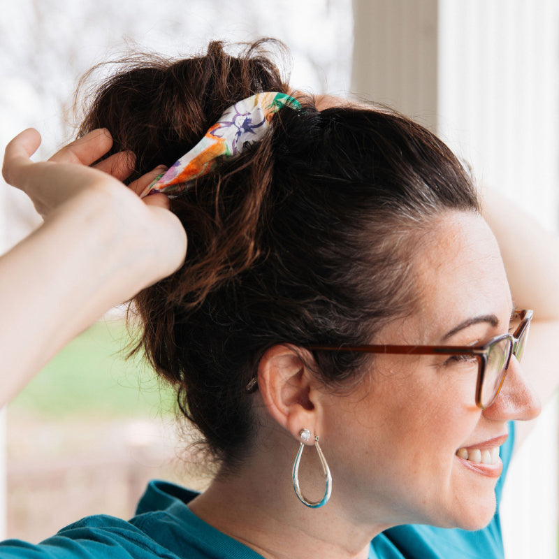 Springtime Upcycled Fabric Scrunchie