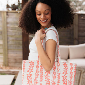 Pandanus Lined Canvas Tote Bag