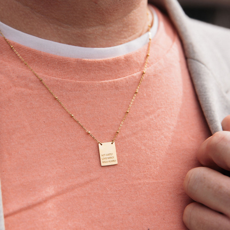 Gold Plated Act Justly Necklace