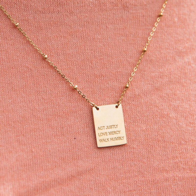 Gold Plated Act Justly Necklace