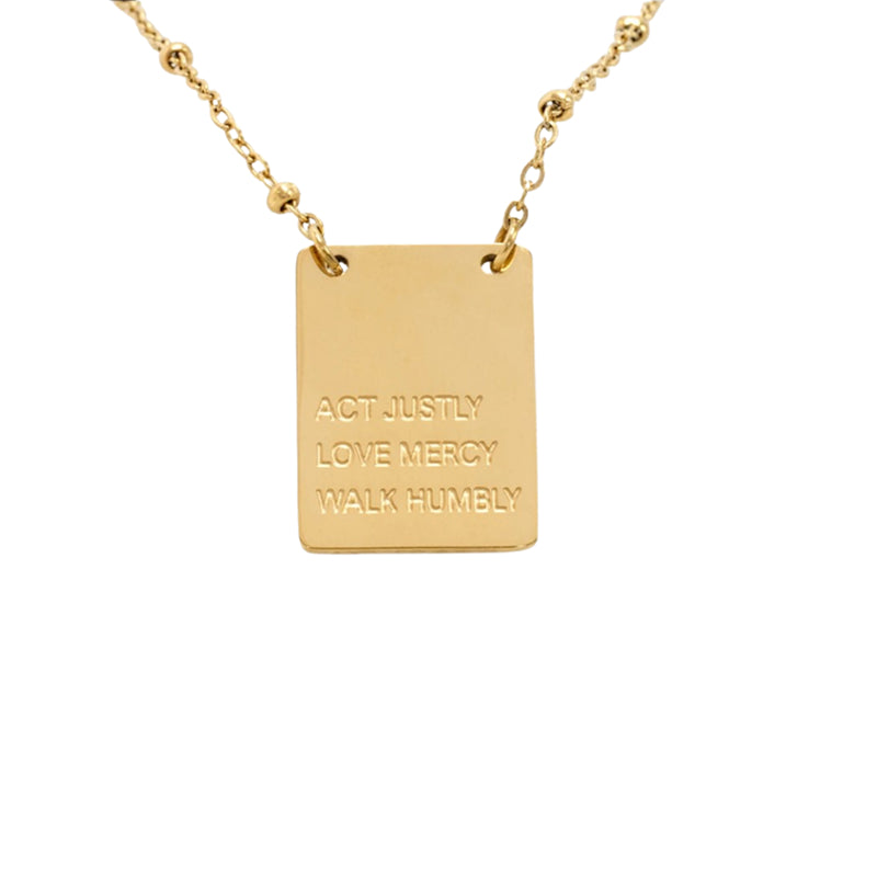 Gold Plated Act Justly Necklace