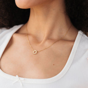 Gold Plated Sunburst Pendant Necklace